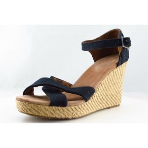 Toms Ankle Strap Black‎ Fabric Women Shoes Size 9.5 Medium
